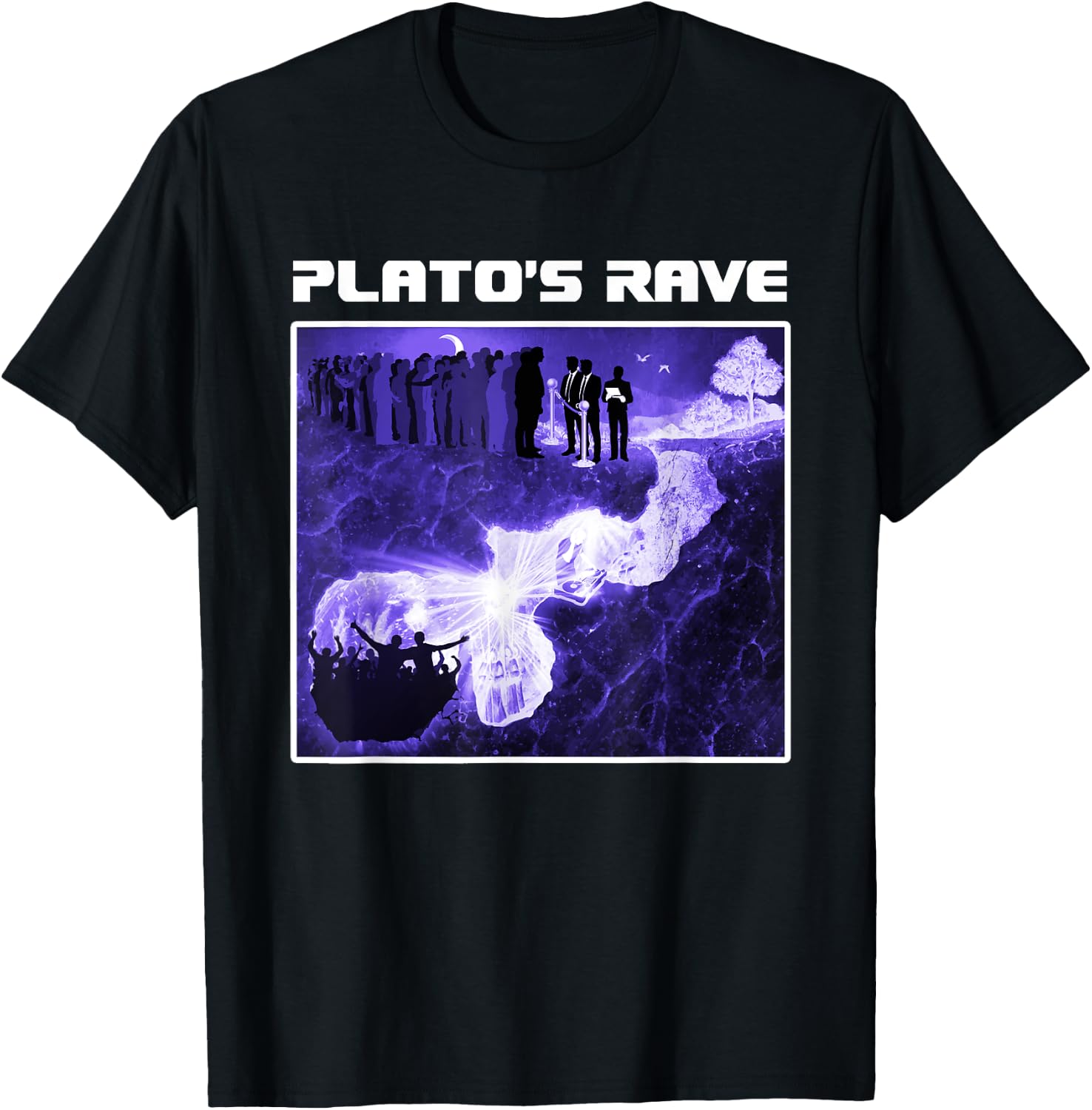 Plato's Rave - Cave Allegory - Funny Raver Philosopher T-Shirt - T-Shirt | Black