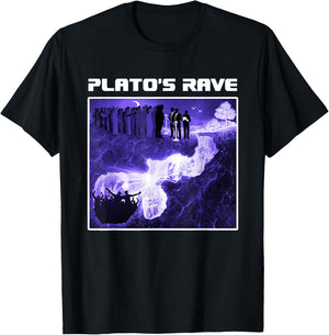 Plato's Rave - Cave Allegory - Funny Raver Philosopher T-Shirt - T-Shirt | Black