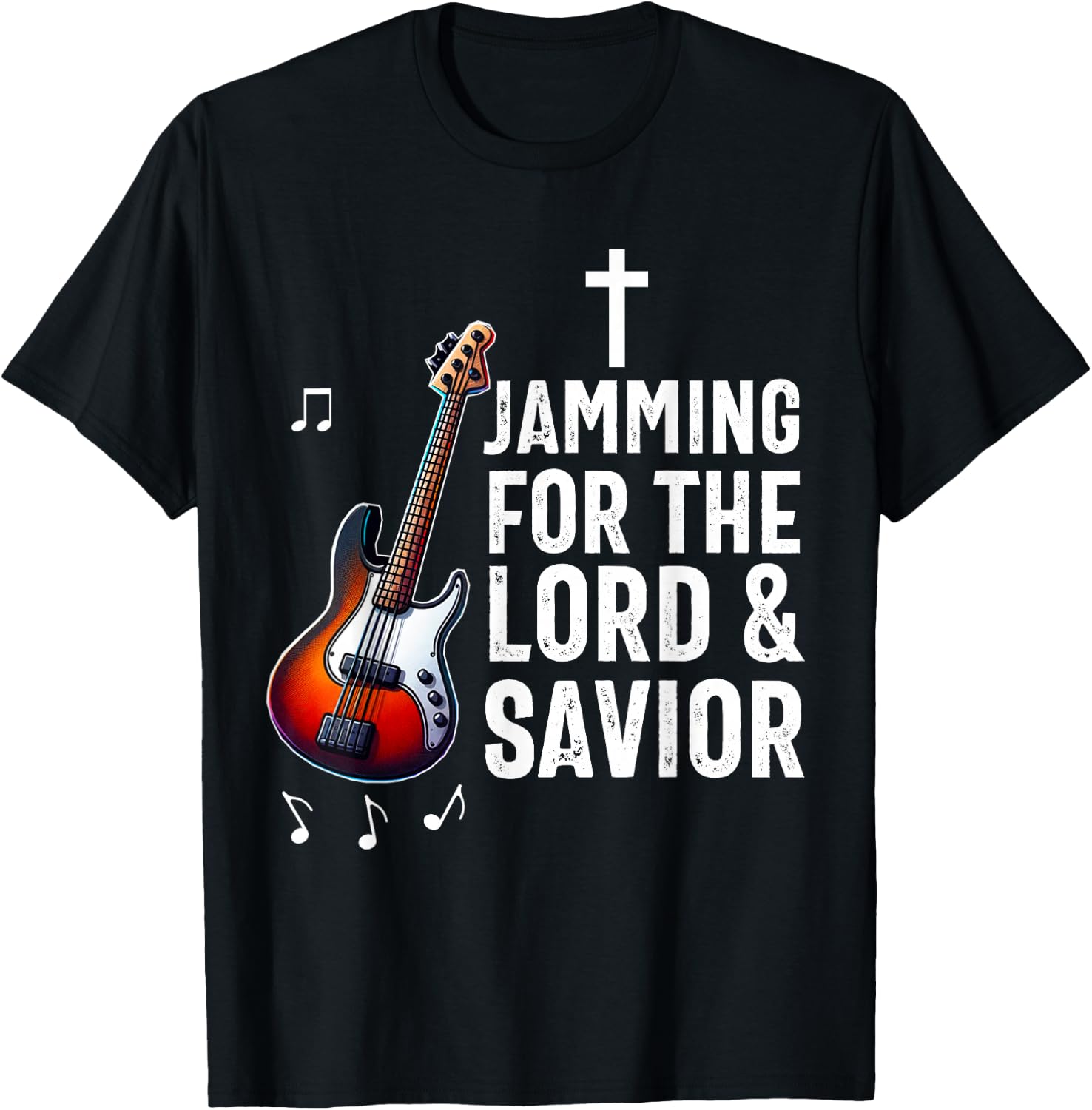 Christian Bass Guitar Player Worship Jesus Bassist Music T-Shirt - T-Shirt | Black