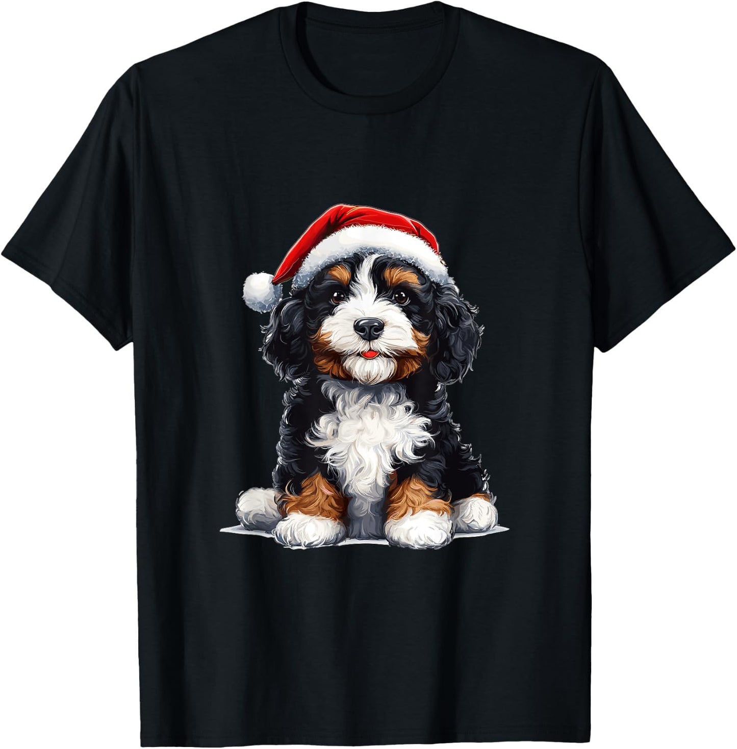 Cute Bernedoodle Dog Christmas Merry X-mas Graphic T-Shirt - T-Shirt | Black