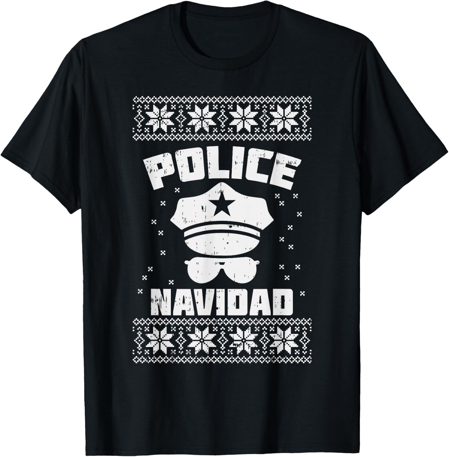 Police Navidad Shirt Christmas Cop Policeman Officer Gift T-Shirt - T-Shirt | Black