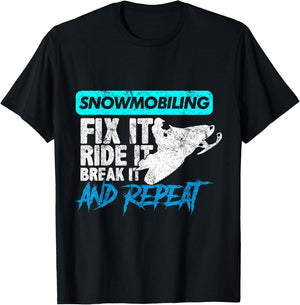 Vintage Snowmobile Snowmobiling Gear Fix It Ride It T-Shirt - T-Shirt | Black