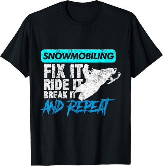 Vintage Snowmobile Snowmobiling Gear Fix It Ride It T-Shirt - T-Shirt | Black