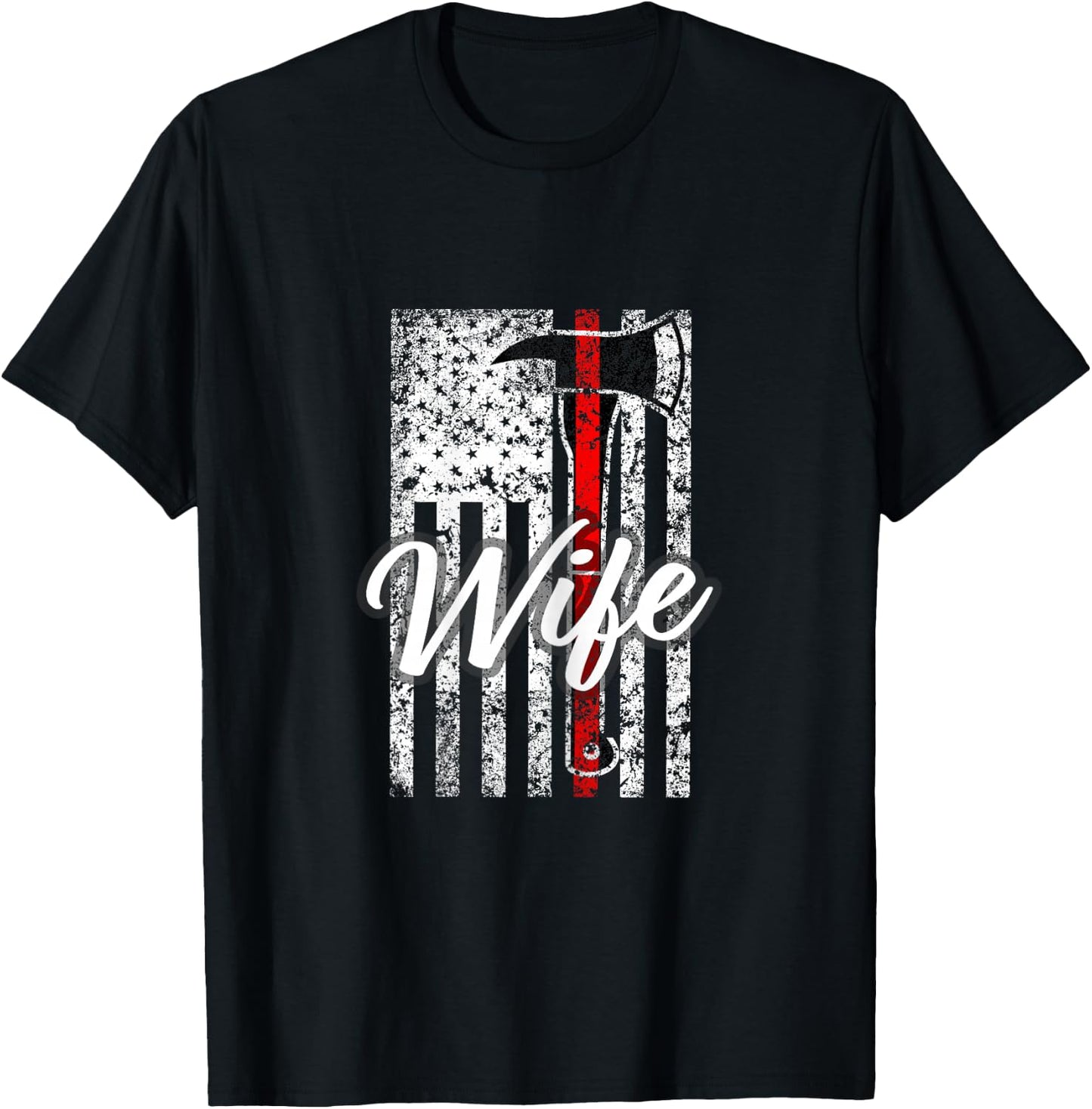 Firefighter Wife Gift Fire Wife Spouse Support Thin Red T-Shirt - T-Shirt | Black