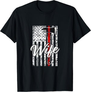 Firefighter Wife Gift Fire Wife Spouse Support Thin Red T-Shirt - T-Shirt | Black