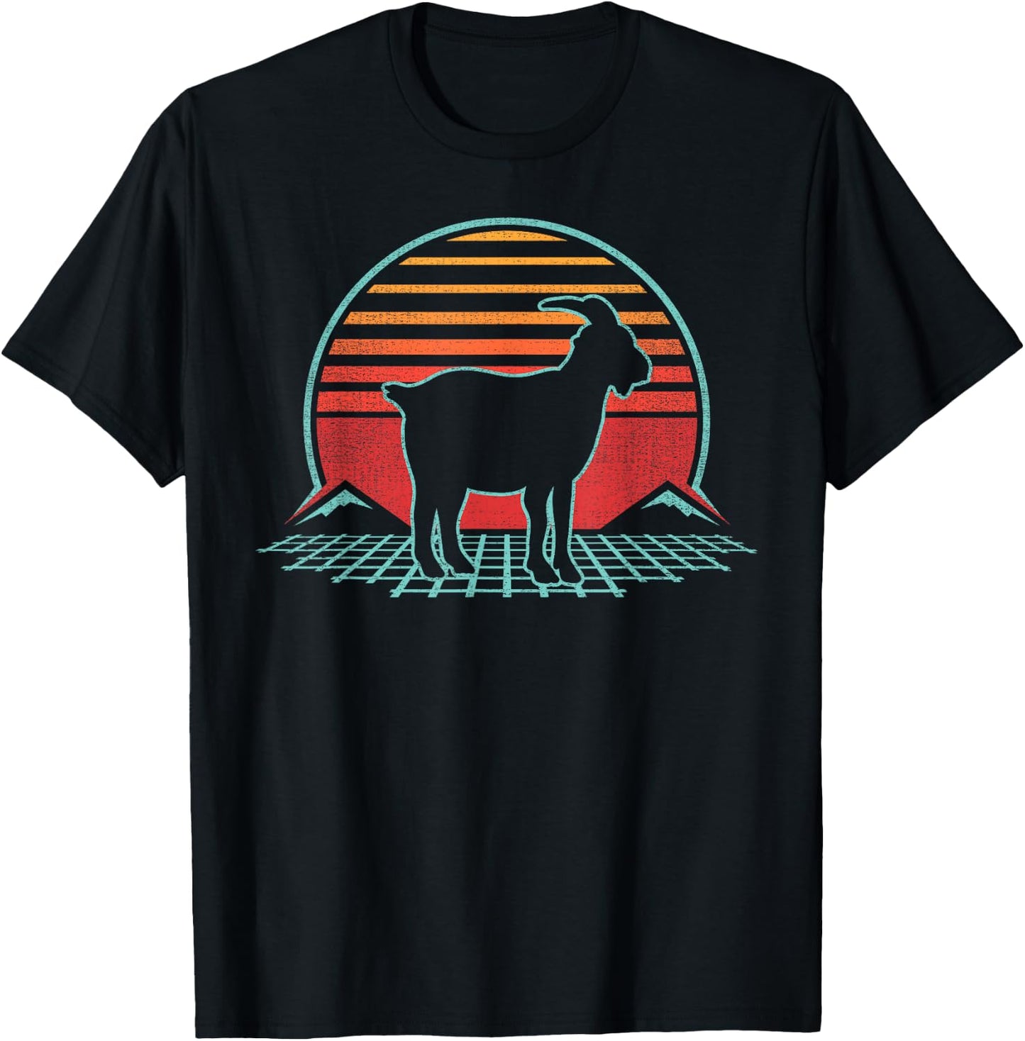 Goat Lover Farmer Farm Animal Retro Vintage 80s Style T-Shirt - T-Shirt | Black