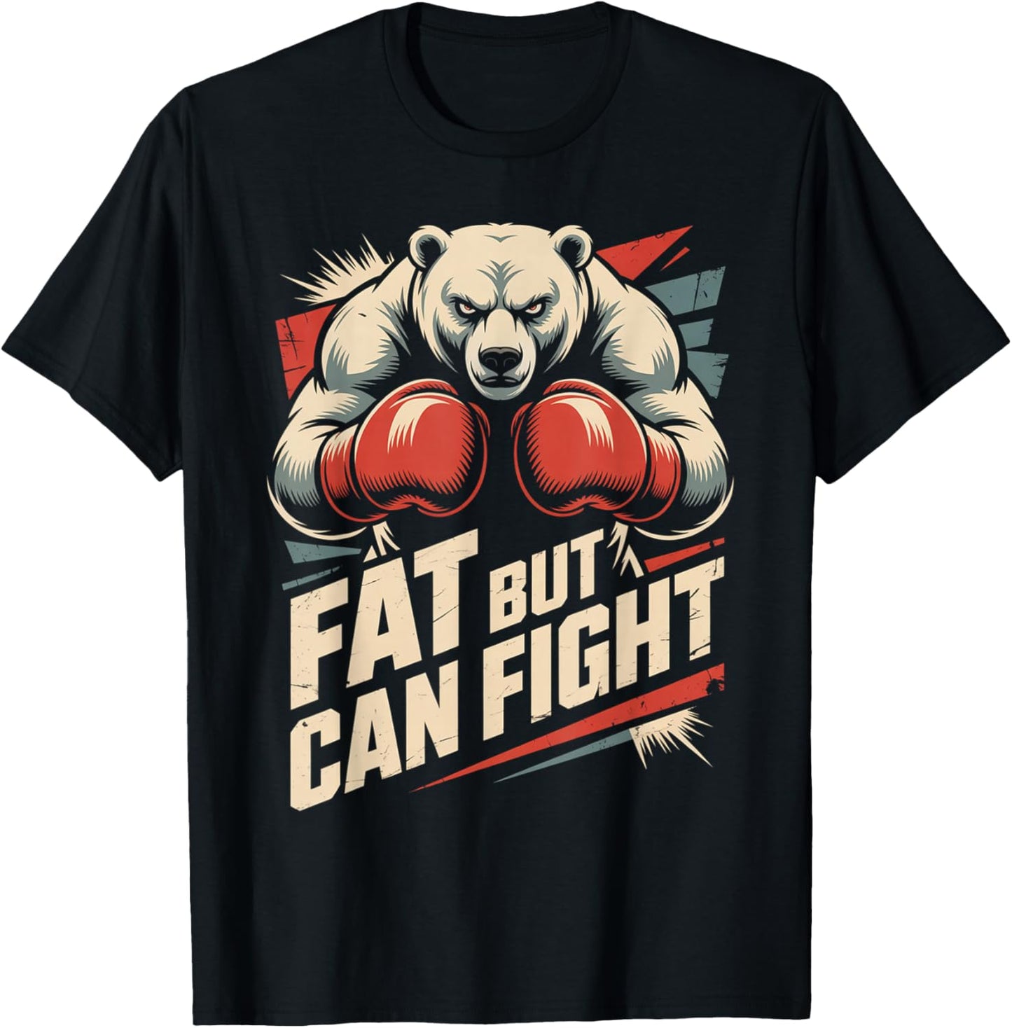 Fat But Can Fight Gym Workout Cardio Bodybuilding T-Shirt - T-Shirt | Black