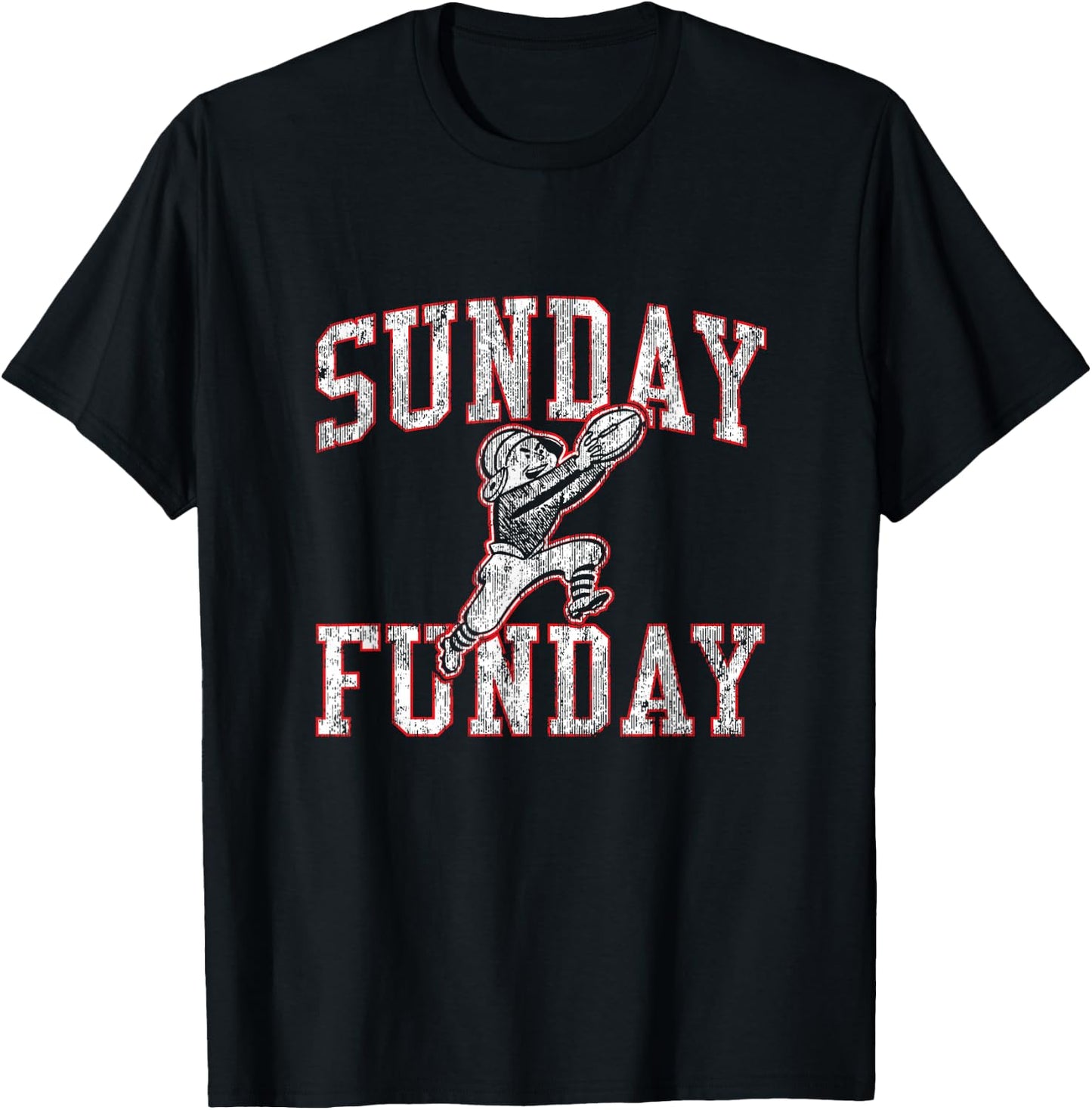 Vintage Sunday Funday T Shirt New England Football Retro T-Shirt - T-Shirt | Black