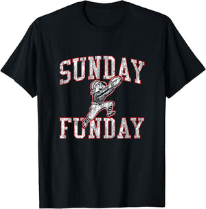 Vintage Sunday Funday T Shirt New England Football Retro T-Shirt - T-Shirt | Black