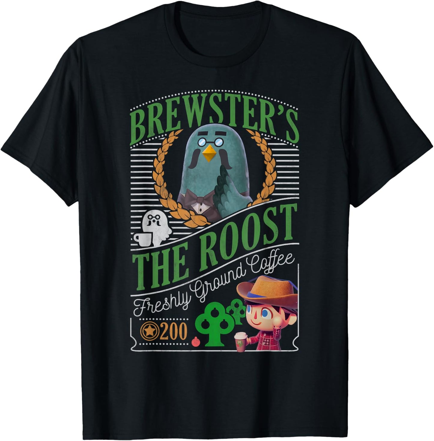 Animal Crossing Brewster's The Roost Cafe T-Shirt - T-Shirt | Black