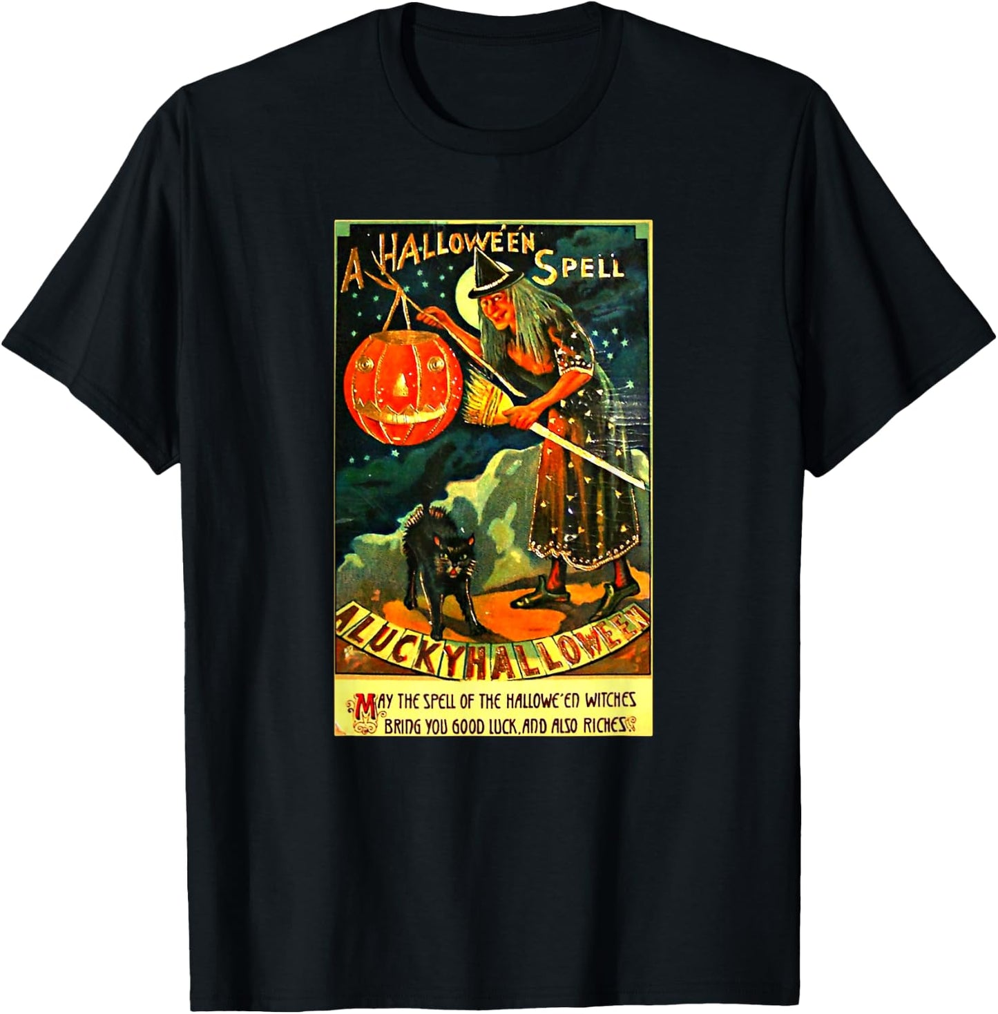 Vintage Halloween Spell Witch Monster Halloween Party T-Shirt - T-Shirt | Black