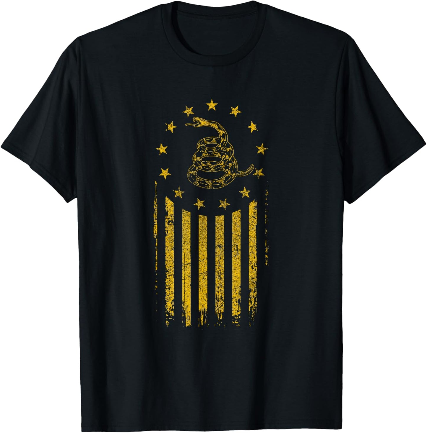 Gadsden Flag Snake - Betsy Ross Flag, 13 Colonies Vintage T-Shirt - T-Shirt | Black