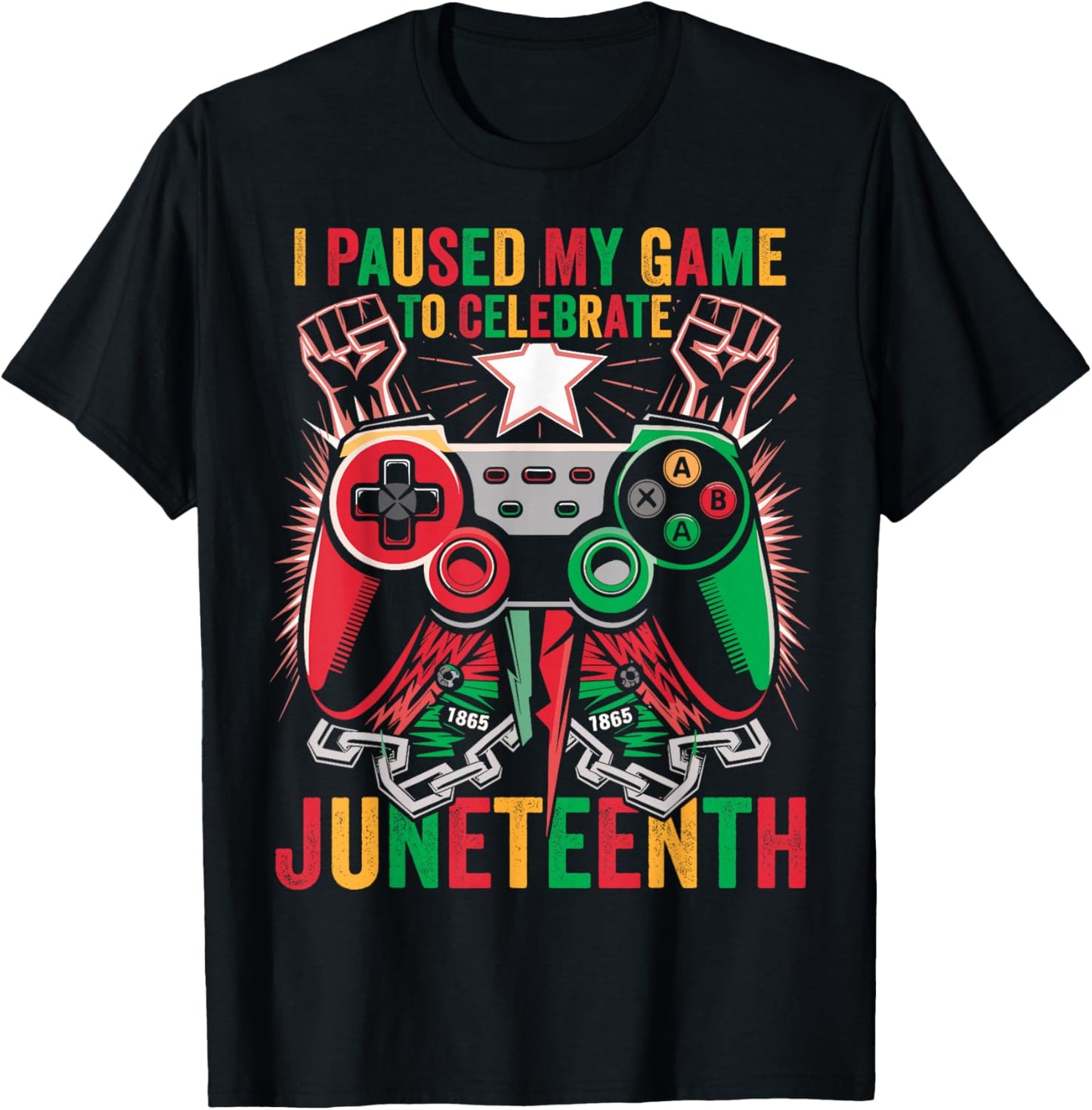 Gaming I Paused My Game to Celebrate Juneteenth Kids Boys T-Shirt - T-Shirt | Black