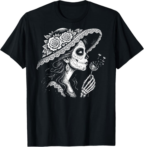 (On Back) la Catrina Blowing Wishes Dandelion Retro Vintage