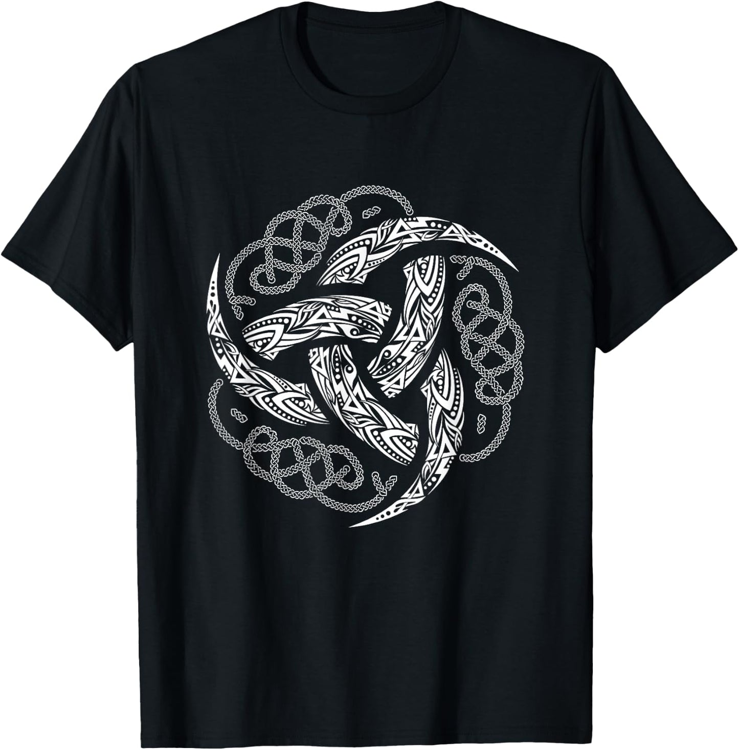 Viking Celtic Knotwork Triple Horn of Odin T-Shirt - T-Shirt | Black
