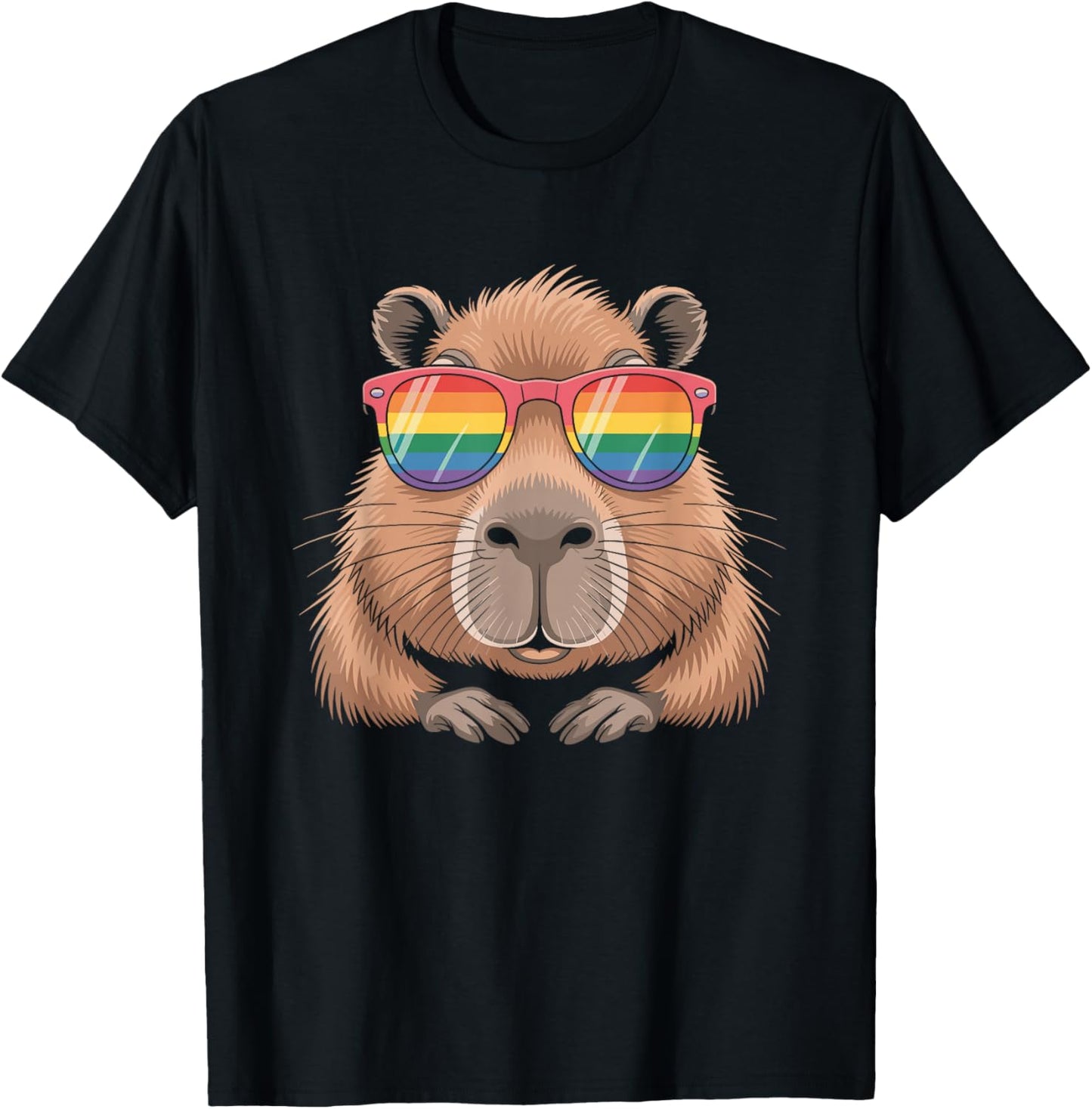 Cute Capybara Rainbow Pride Flag LGBTQ T-Shirt - T-Shirt | Black