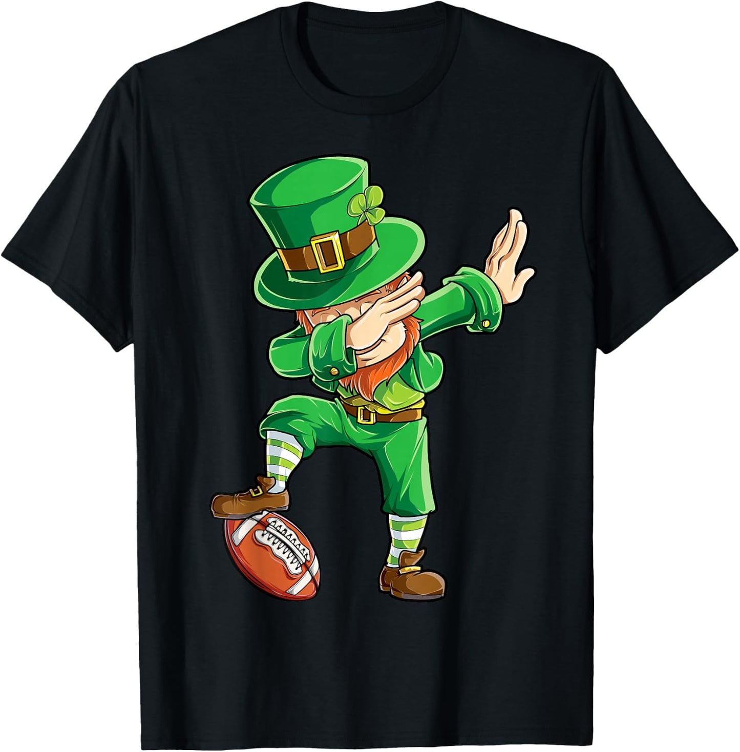 Dabbing Leprechaun Football St Patricks Day Boys Men Sports T-Shirt - T-Shirt | Black