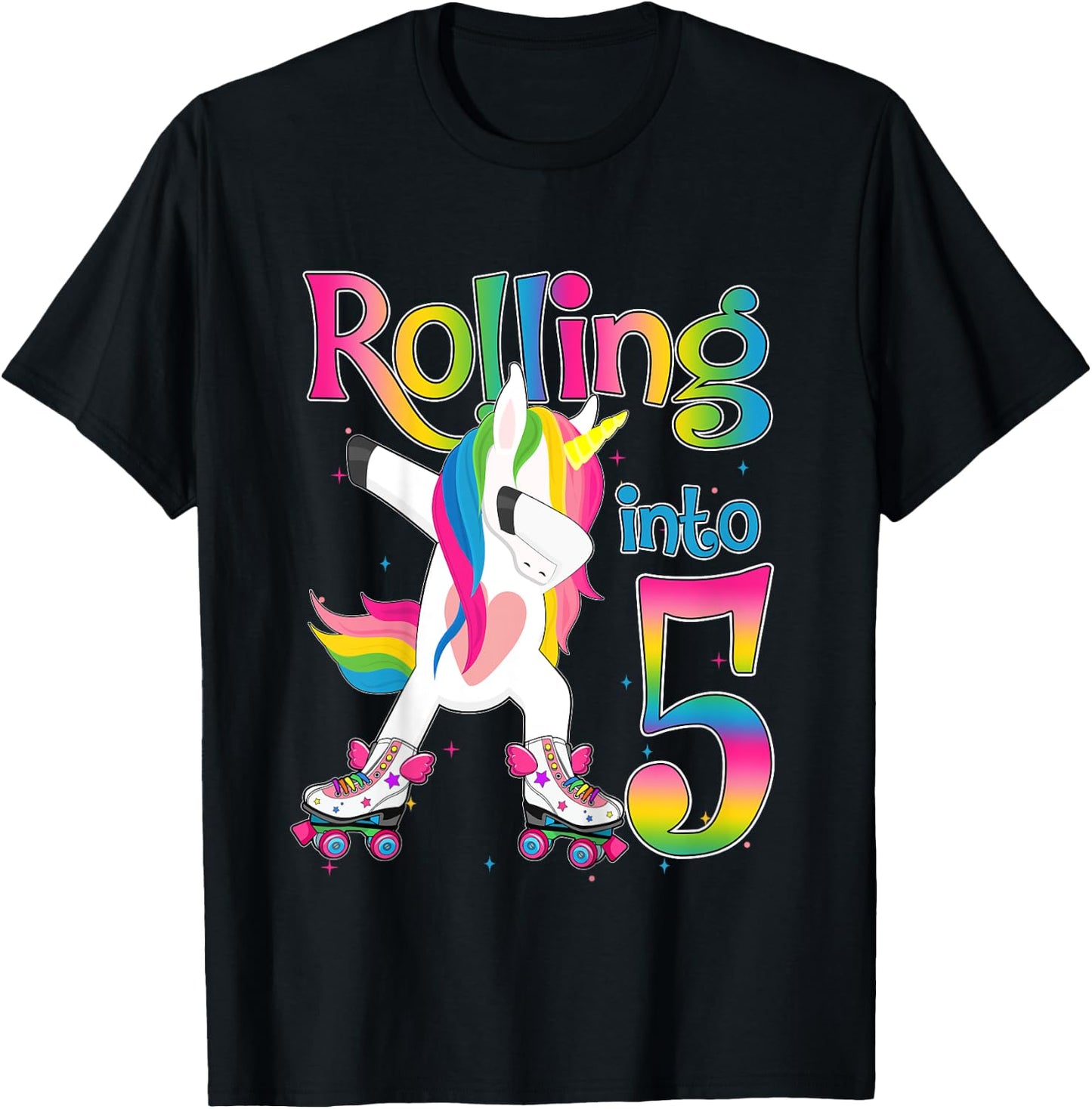 Rolling Into 5 years Let's Roll I'm Turning 5 Roller Skate T-Shirt - T-Shirt | Black