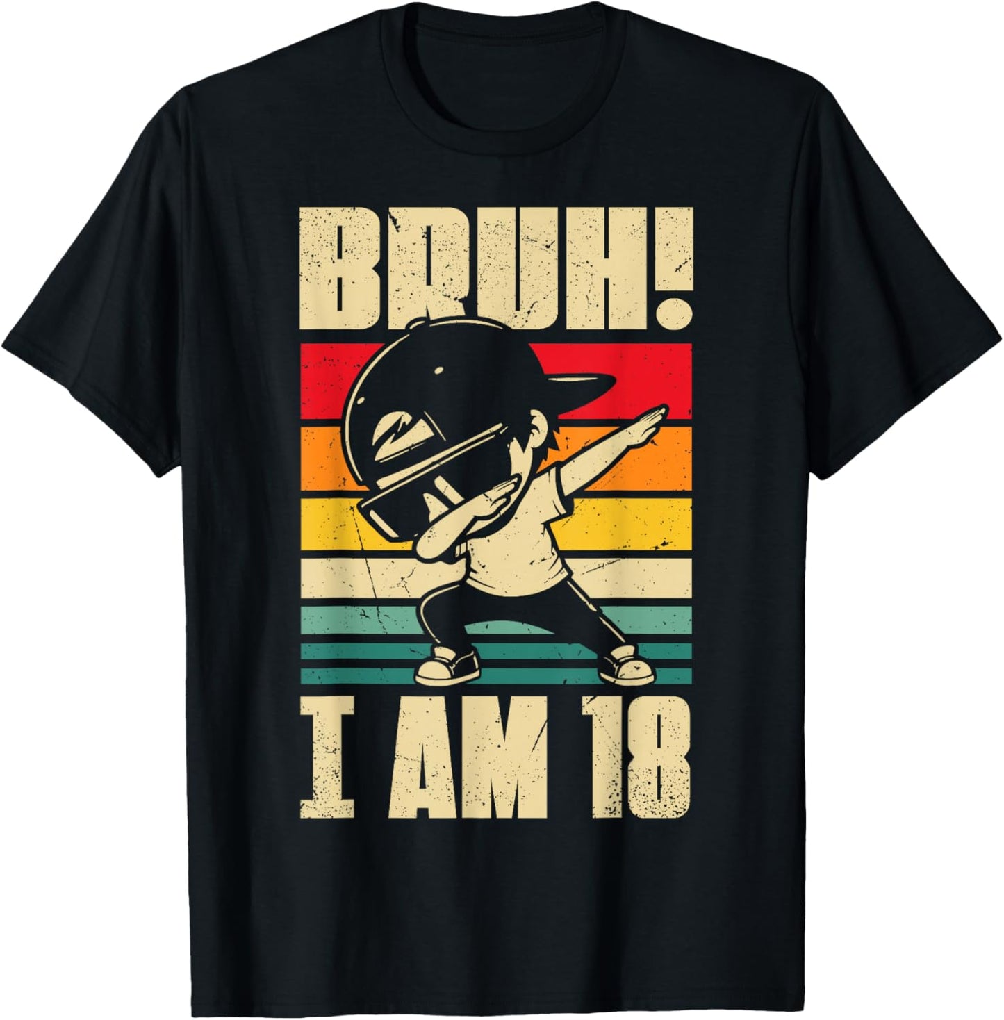 Bruh I Am 18 Year Old Dabbing Boy 18th Birthday Decorations T-Shirt - T-Shirt | Black