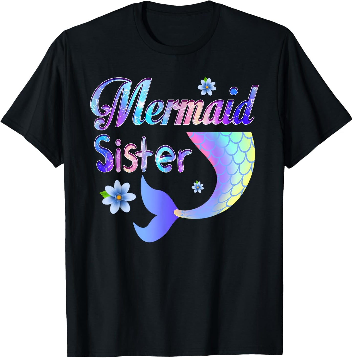 Mermaid Sister Funny Mermaid Sister Matching Party T-Shirt - T-Shirt | Black