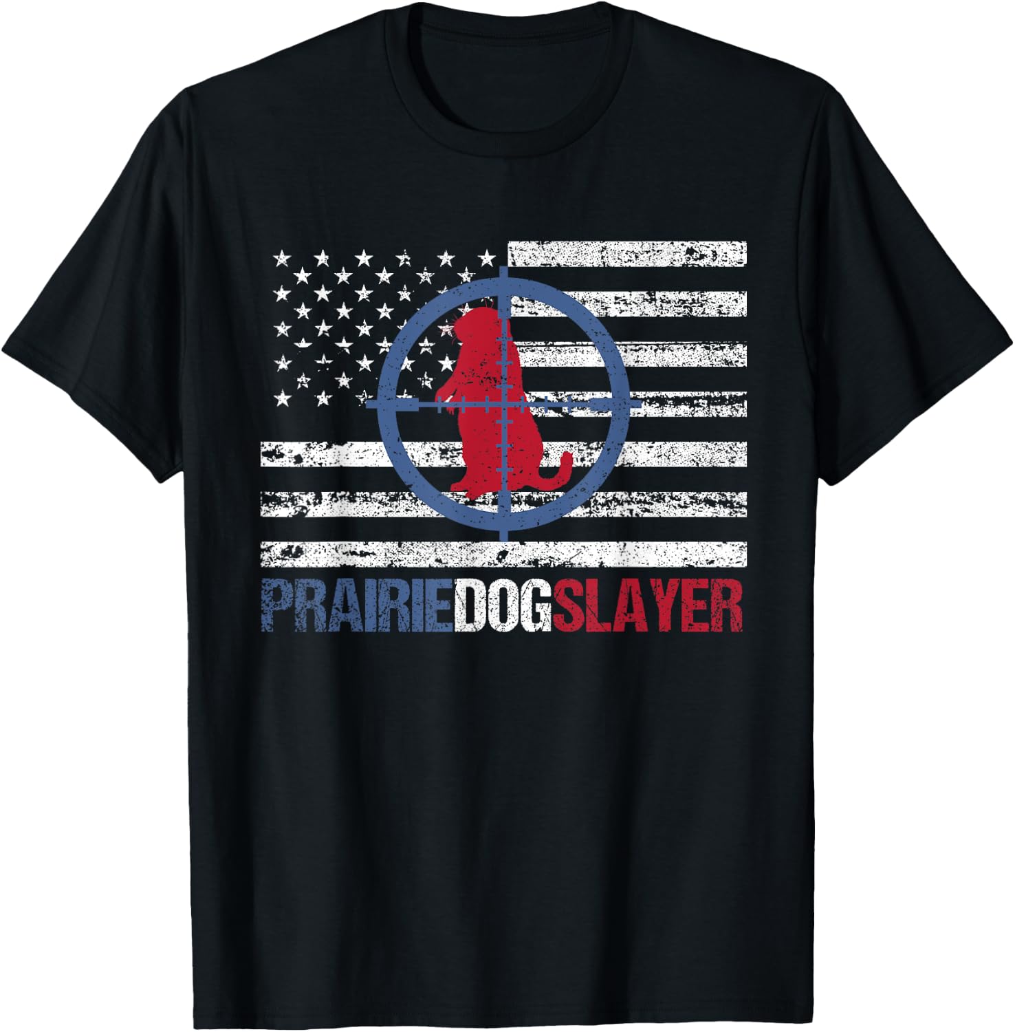 US Flag Prairie Dog Hunting Prairie Dog Slayer Women Kids T-Shirt - T-Shirt | Black