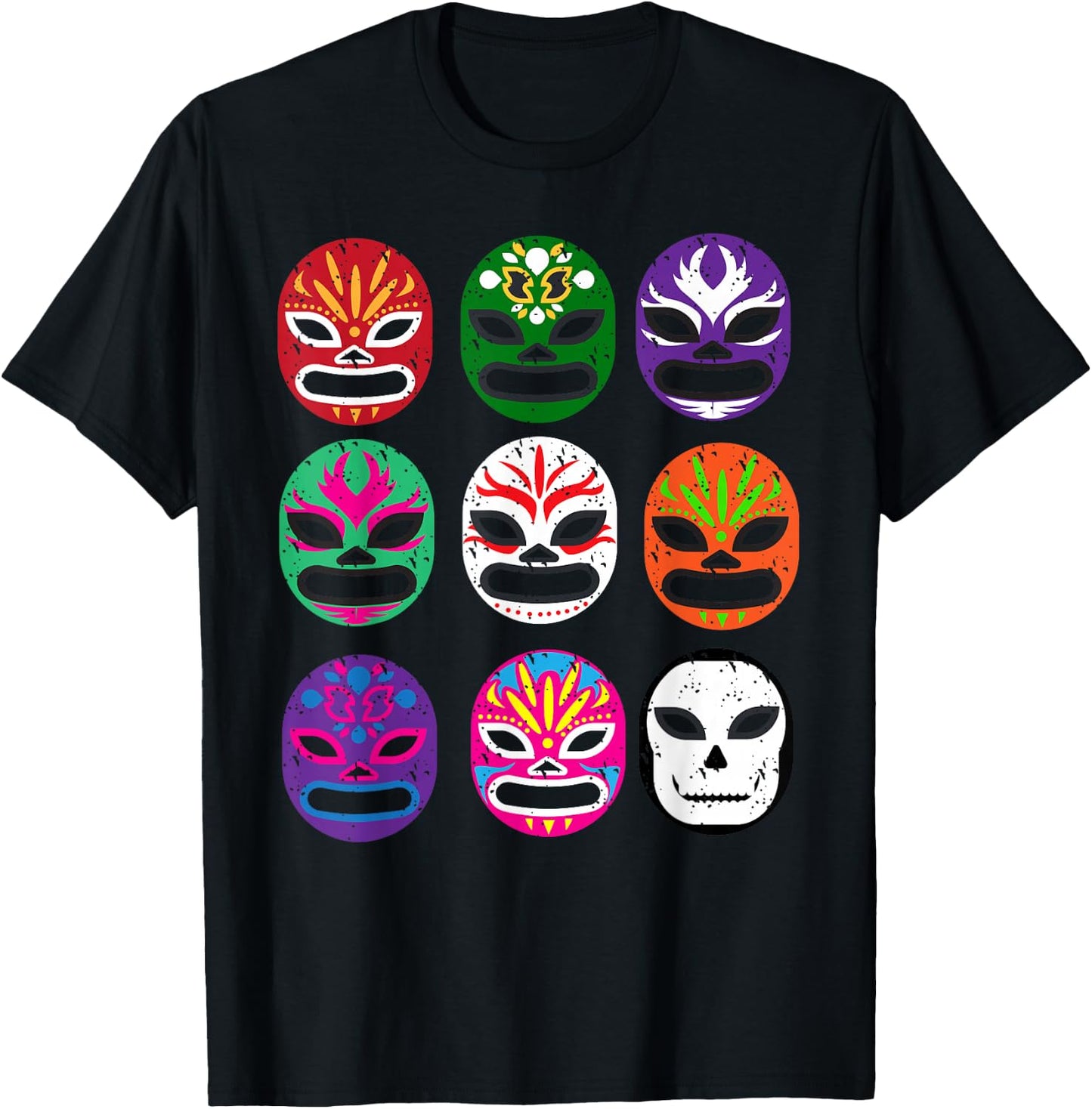 Lucha Libre Masks Shirt Mexican Wrestling Mask T Shirt T-Shirt - T-Shirt | Black