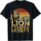 Vintage Lion Grandad Retro Distressed Gift Africa T-Shirt - T-Shirt | Black