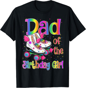 Dad Birthday Rolling Skate Birthday family Party T-Shirt - T-Shirt | Black