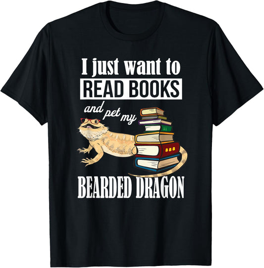 Tiny Dinosaur Read Books & Pet My Bearded Dragon Lover T-Shirt - T-Shirt | Black