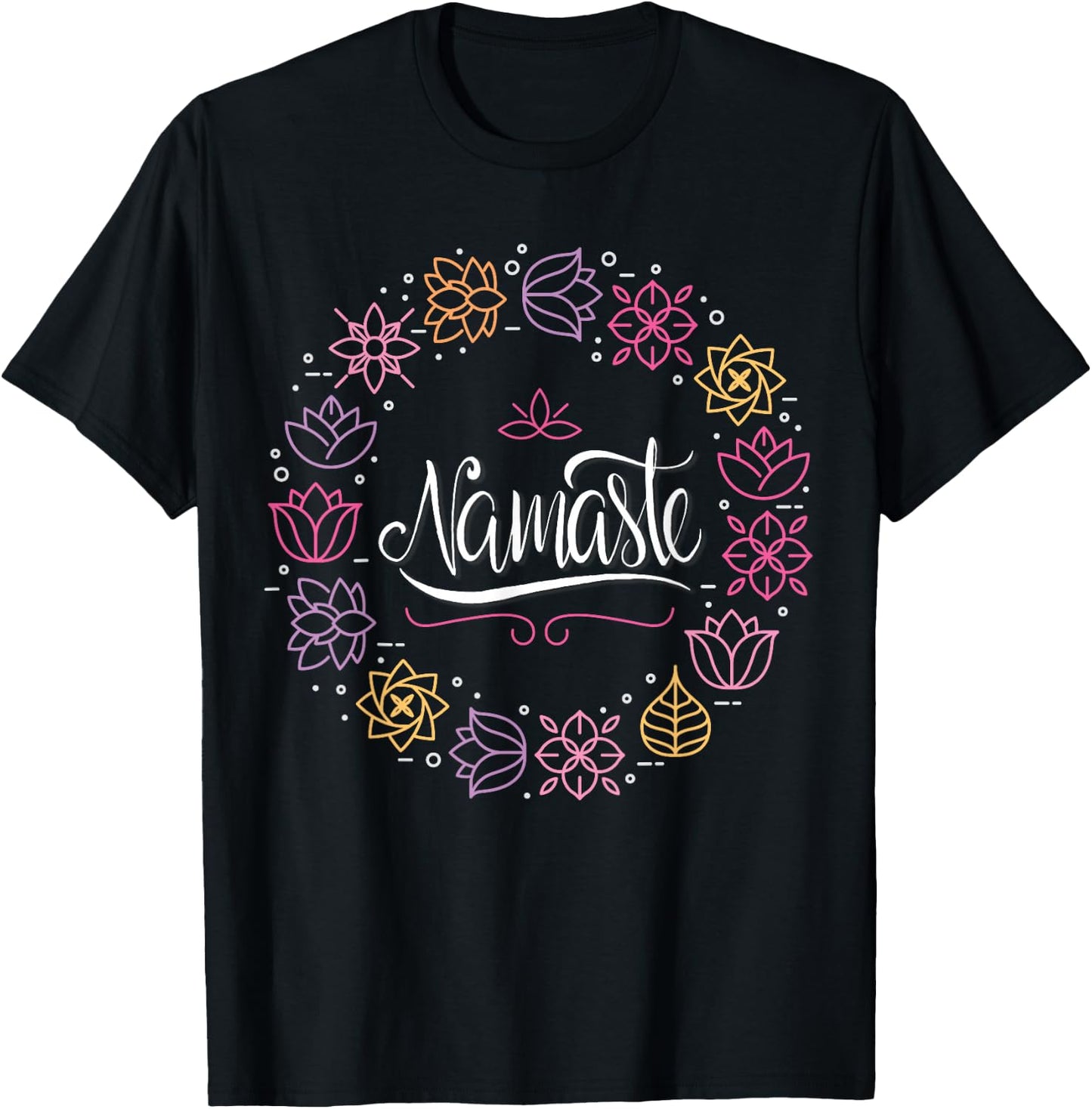 Namaste Flower Of Life Yoga Exercise Meditation Zen Teacher T-Shirt - T-Shirt | Black