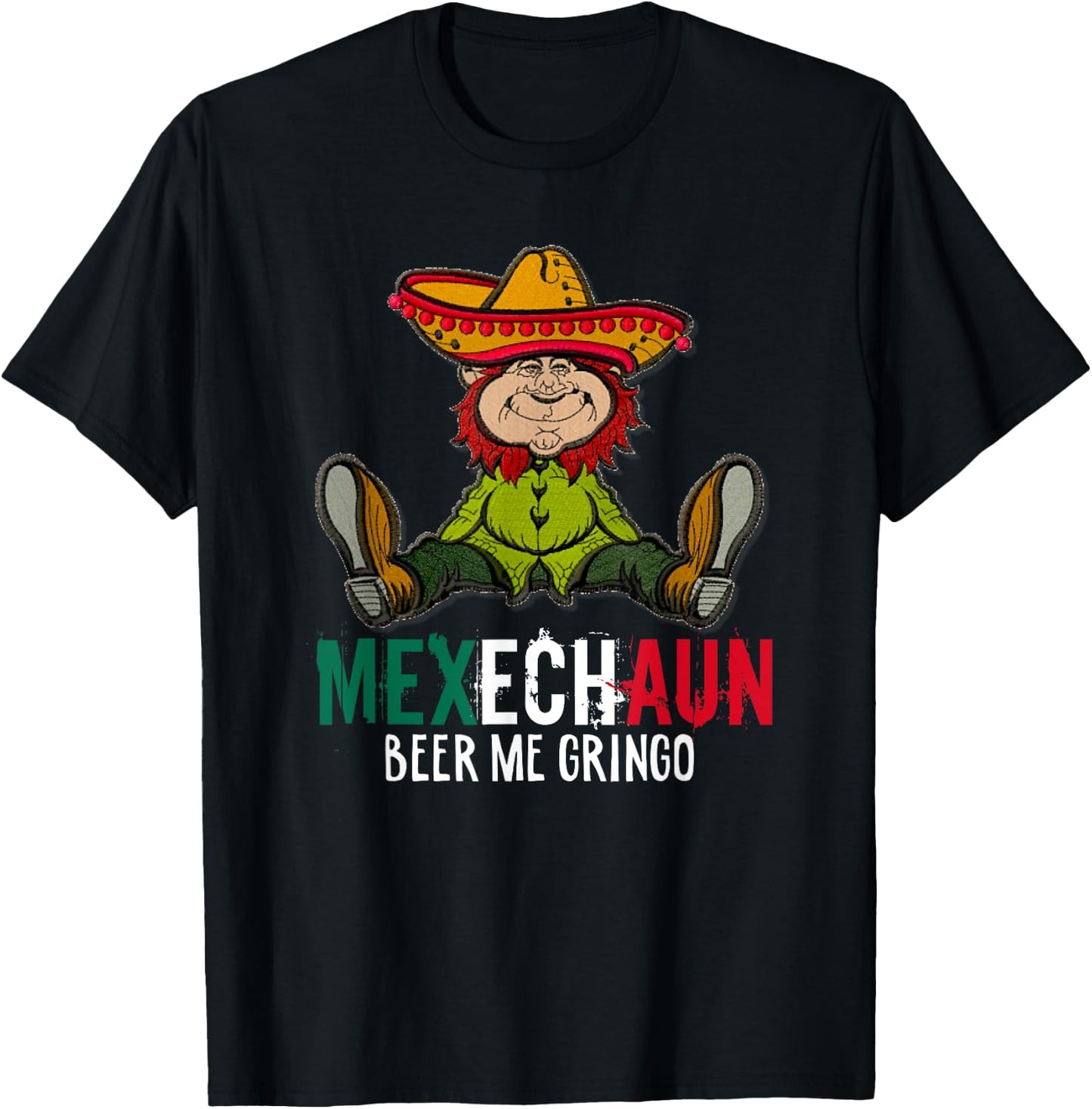 Funny Mexechaun Mexican Leprechaun St. Paddy's T-Shirt - T-Shirt | Black