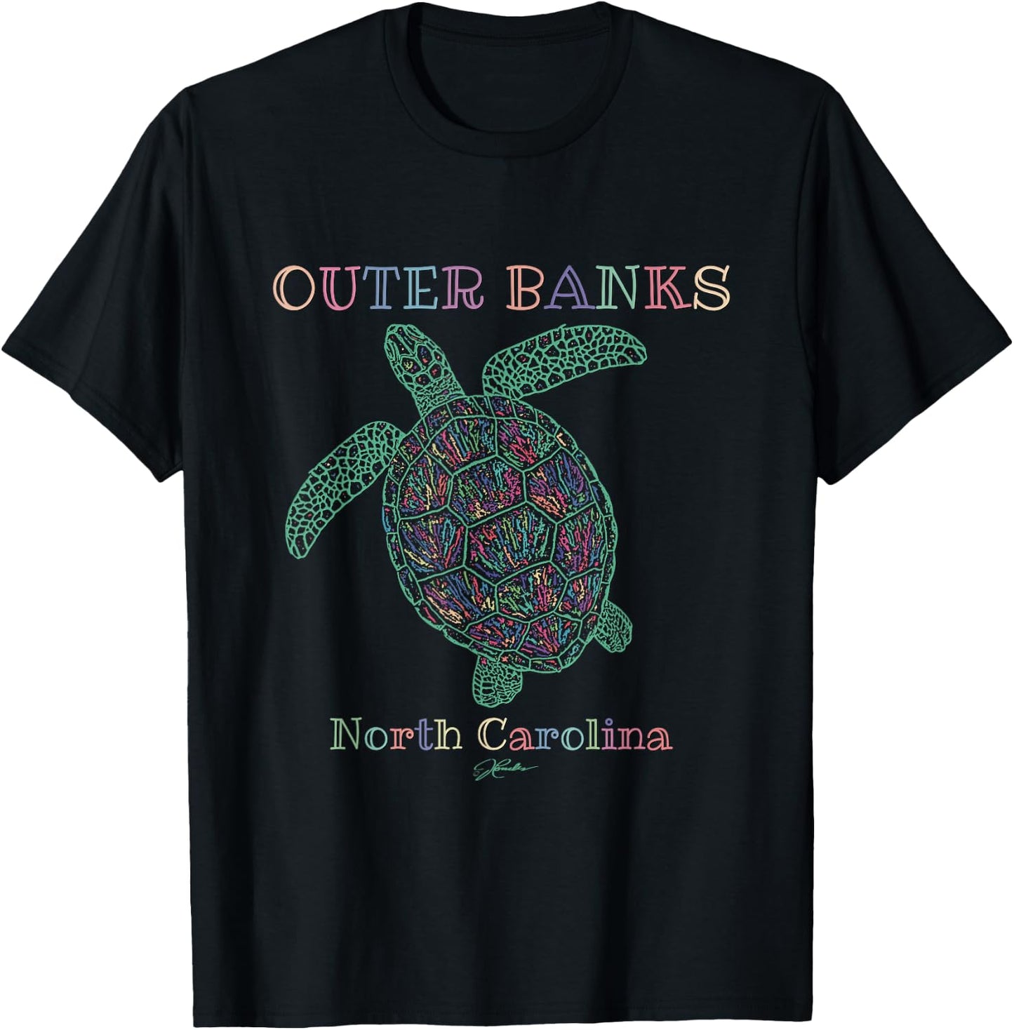 JCombs: Outer Banks, North Carolina, Sea Turtle T-Shirt - T-Shirt | Black