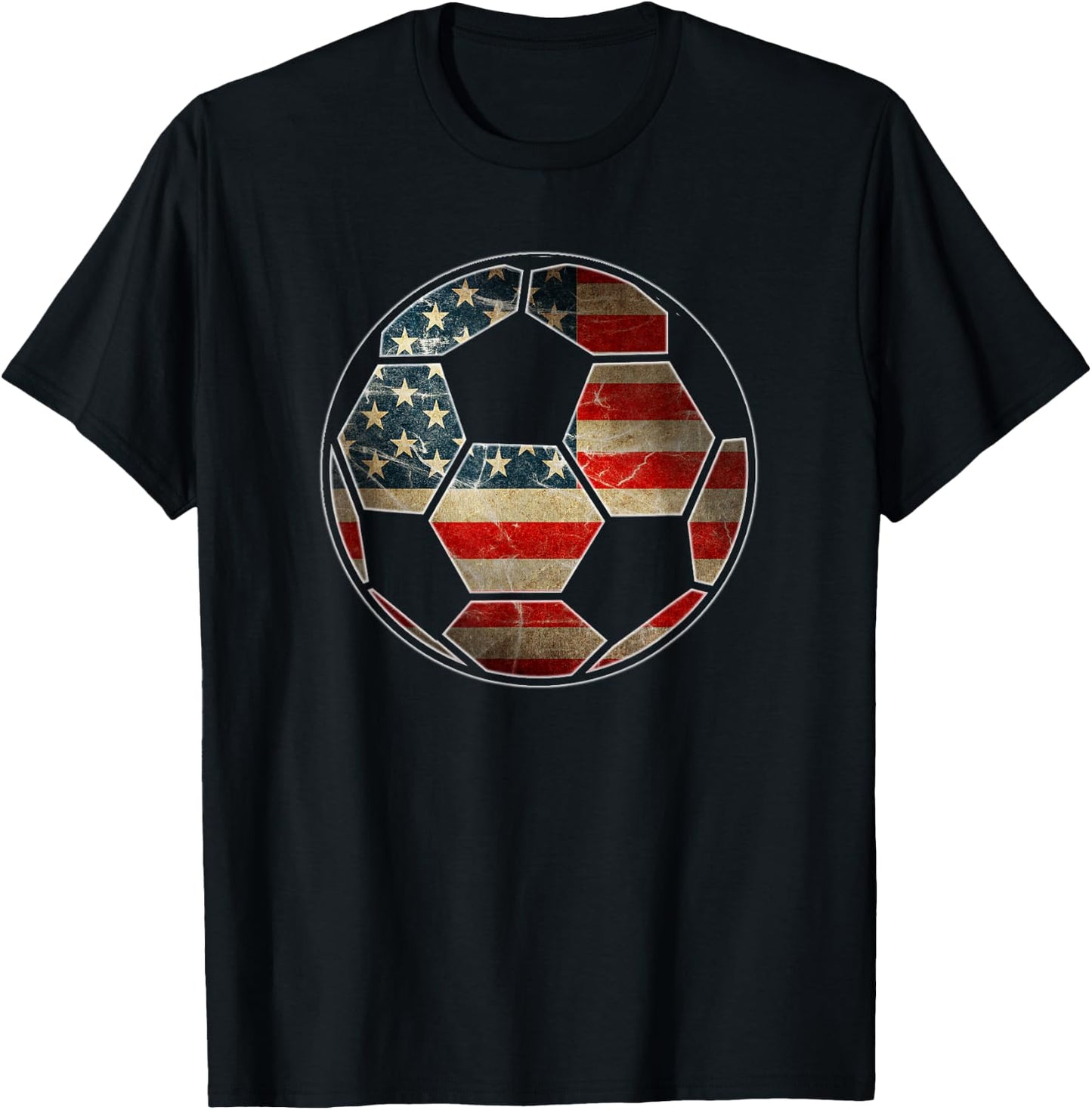 American Flag on Soccer Ball - Soccer Ball Flag T-Shirt - T-Shirt | Black