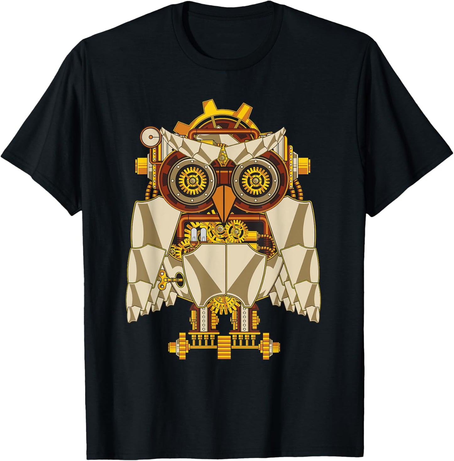 Steampunk Mechanical Owl Gear Cogs Clockwork Shirt T-Shirt - T-Shirt | Black