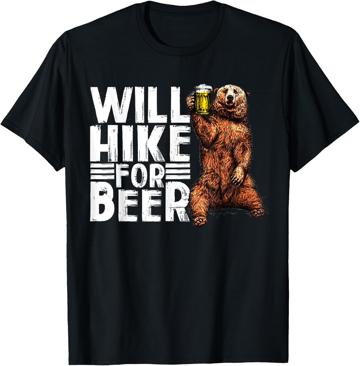 Will Hike For Beer Funny Hiking Drinking Lovers Saying T-Shirt - T-Shirt | Black