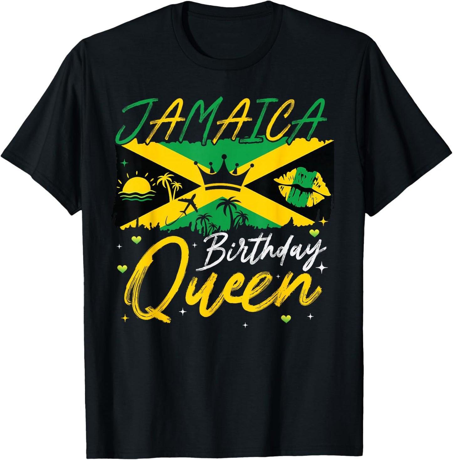 Girl Birthday Queen Jamaica Trip 2025 Bday Party Beach T-Shirt - T-Shirt | Black