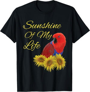 Eclectus Parrot, Female, Sunshine Sunflower T-Shirt - T-Shirt | Black