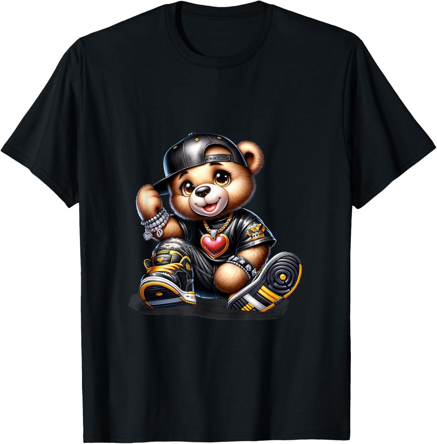 Small Cute Hip-Hop Teddy Bear Urban Teddy Bear T-Shirt - T-Shirt | Black