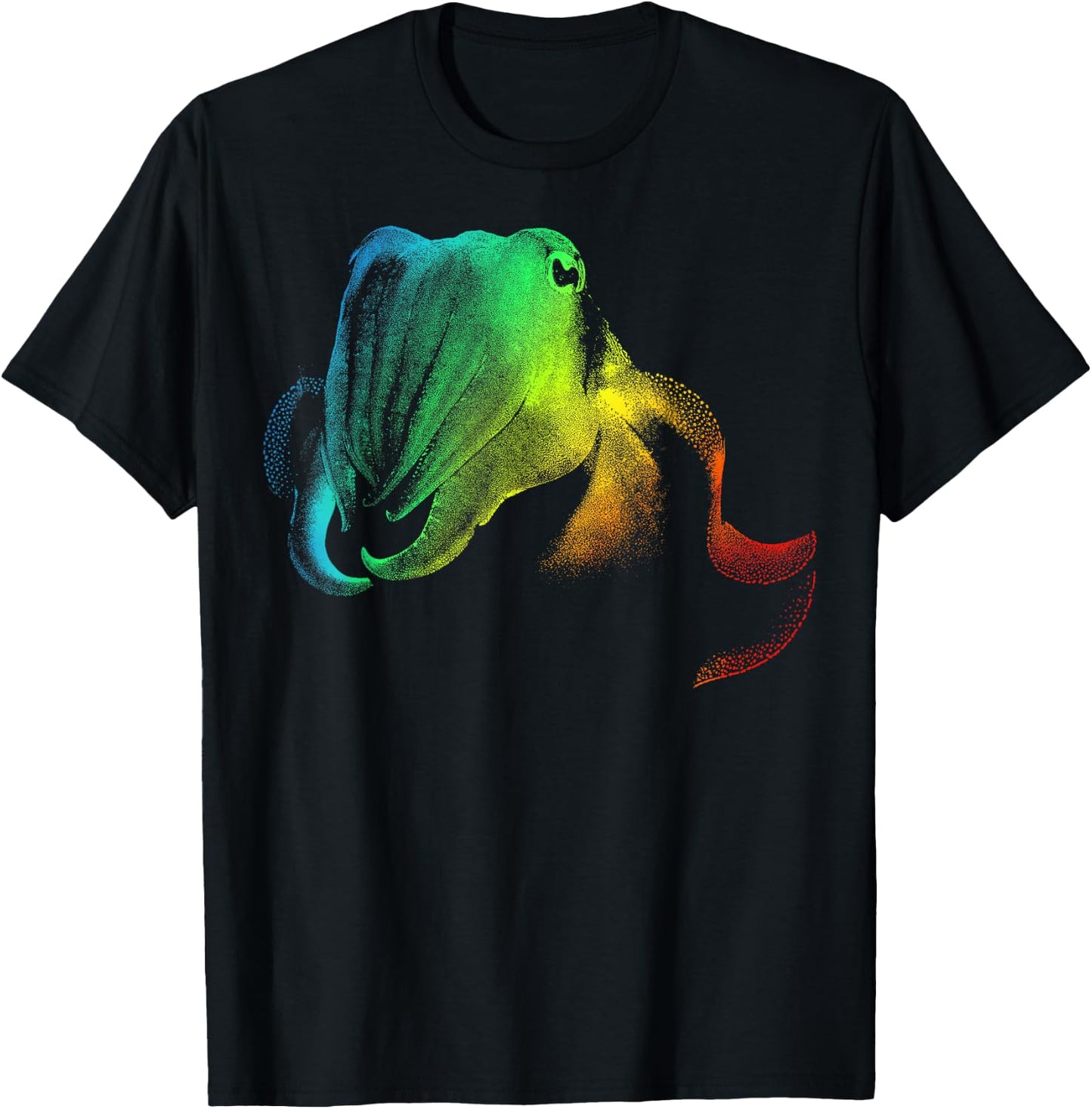 CUTTLEFISH Colorful Rainbow Retro T-Shirt - T-Shirt | Black