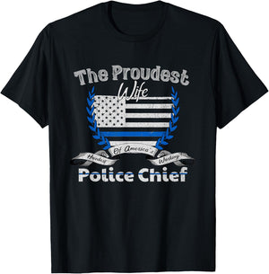 Police Chief Shirt Proud Wife T-Shirt - T-Shirt | Black
