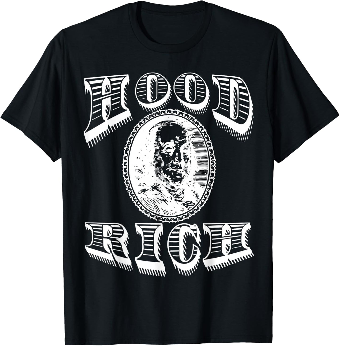 Hood Rich Benjamin Franklin Money Dollar Millionaire T-Shirt - T-Shirt | Black