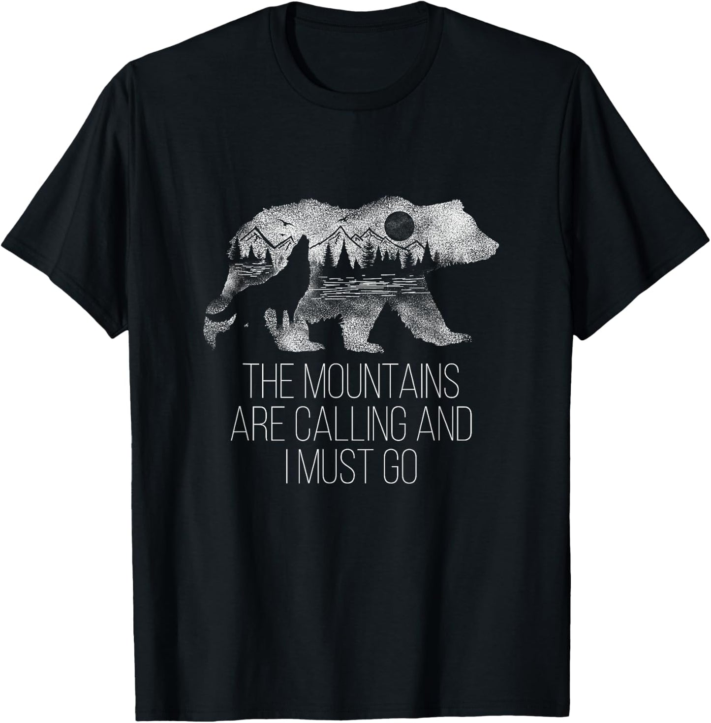 The Mountains are Calling and I Must Go Camping Gift T-Shirt - T-Shirt | Black