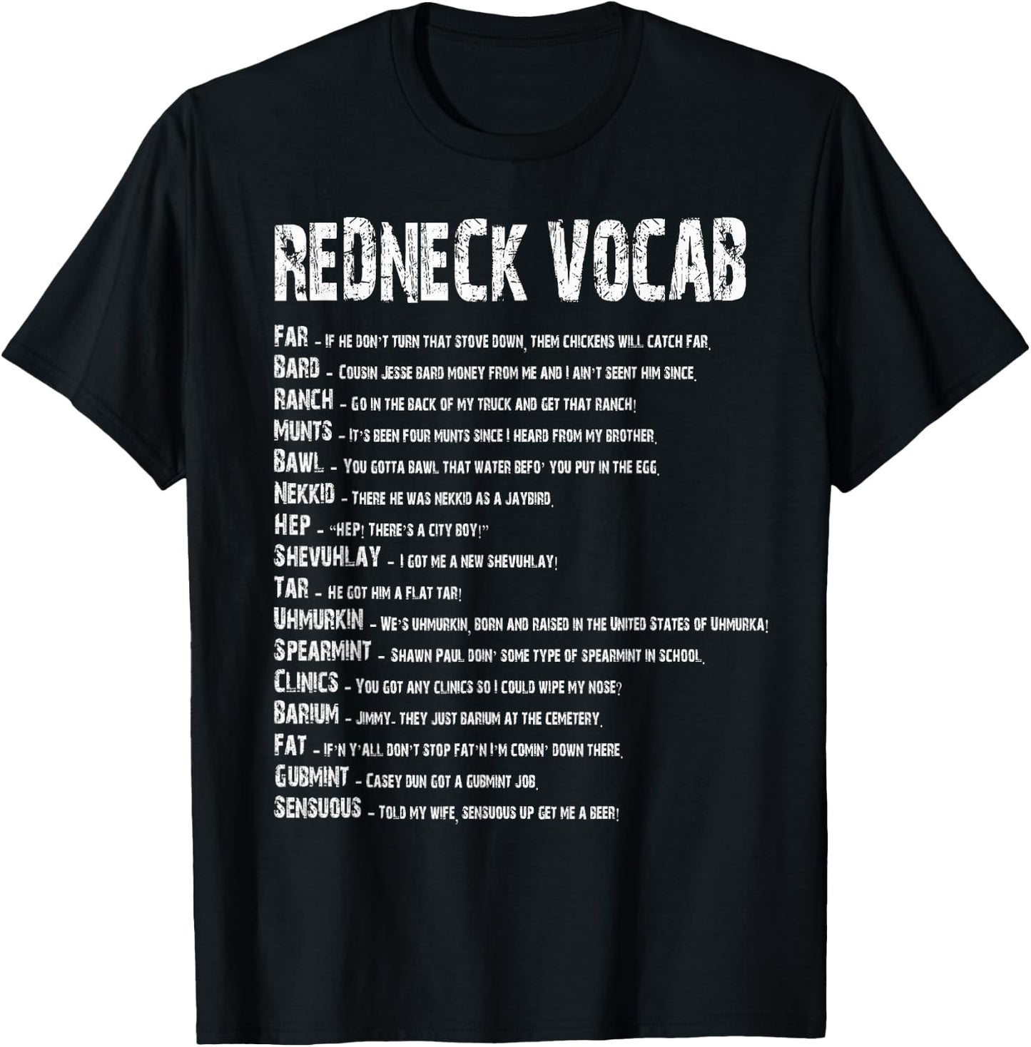 Redneck Vocab Southern Life Shirts Funny Rednecks T-Shirt - T-Shirt | Black