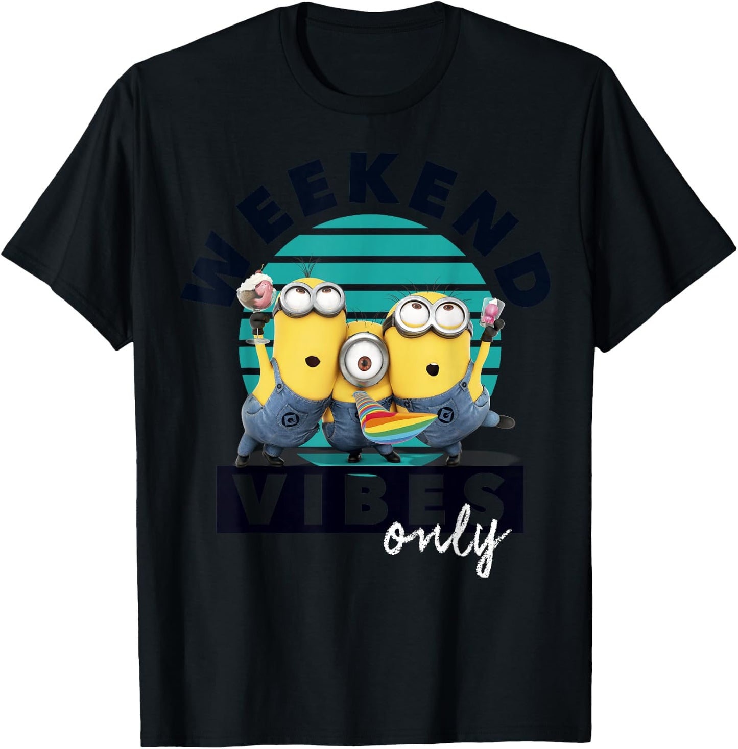 Despicable Me Minions Weekend Vibes Only Graphic T-Shirt - T-Shirt | Black