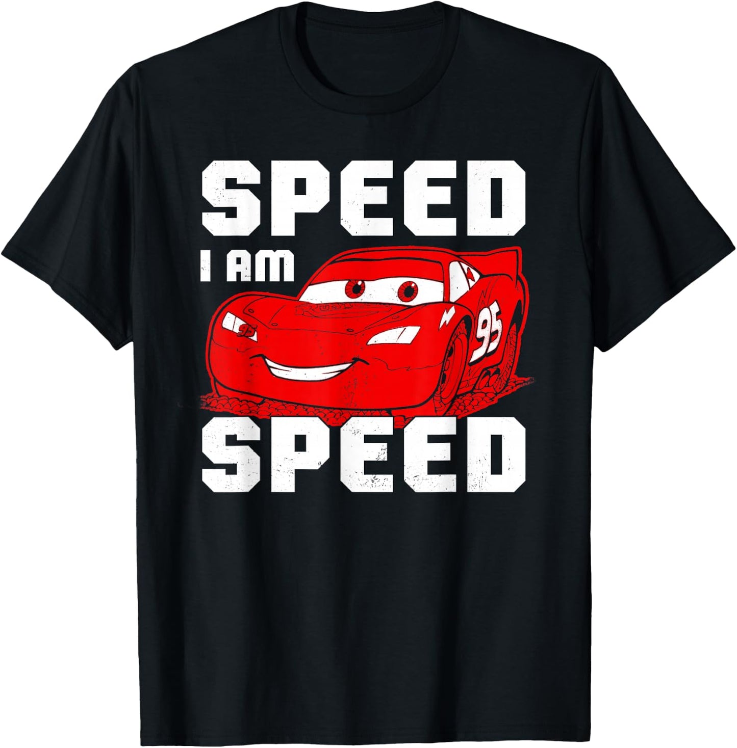 Disney Pixar Cars Lightning McQueen I Am Speed Vintage Logo T-Shirt - T-Shirt | Black