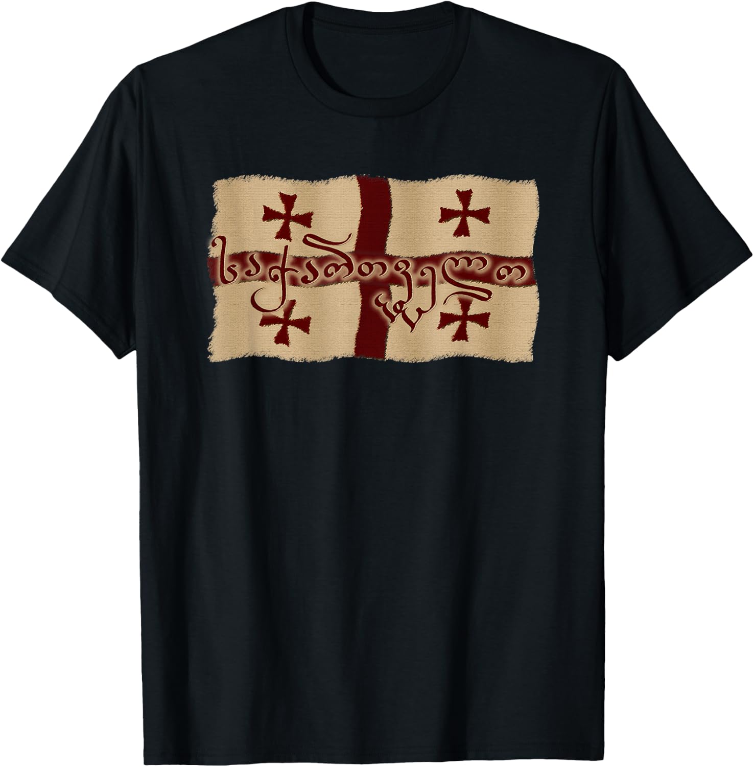 Republic of Georgia flag, Sakartvelo T-Shirt - T-Shirt | Black