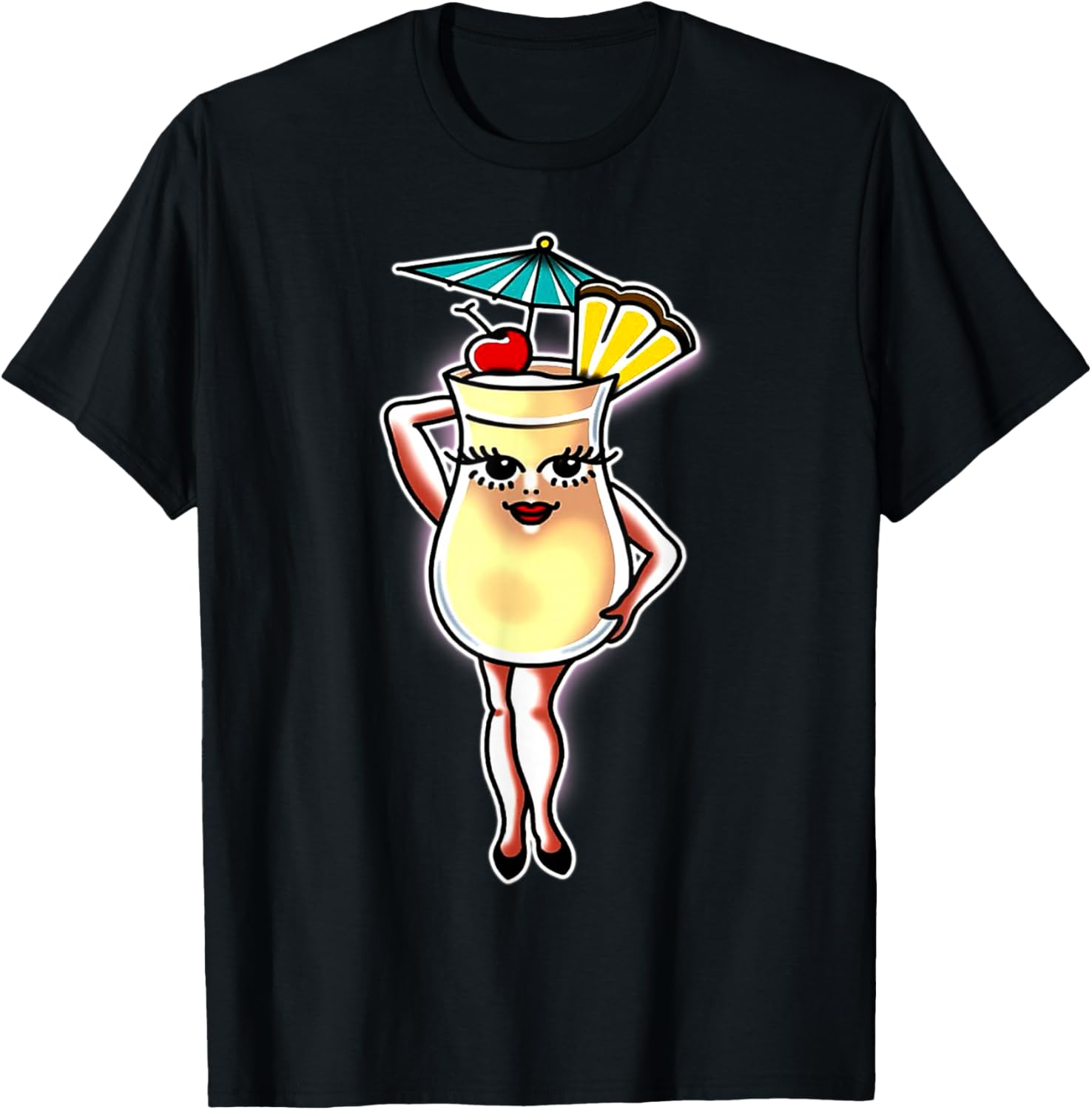 Pina Colada Pineapple Coconut Lady Drink T-Shirt - T-Shirt | Black