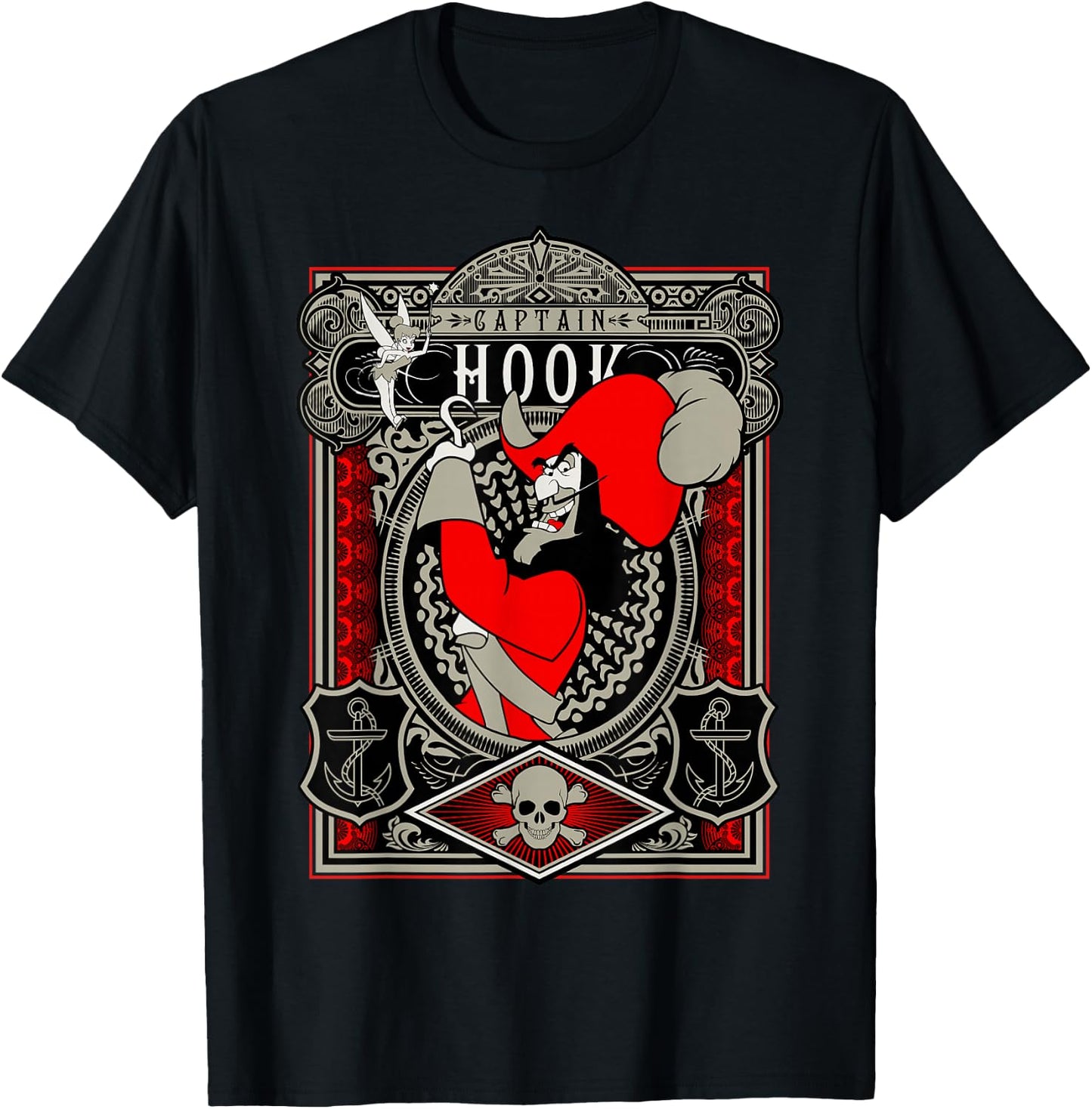 Disney Peter Pan Captain Hook Poster T-Shirt - T-Shirt | Black
