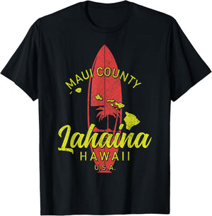 Maui County Lahaina Hawaii Surf Surfing Surfer Hawaiian T-Shirt - T-Shirt | Black