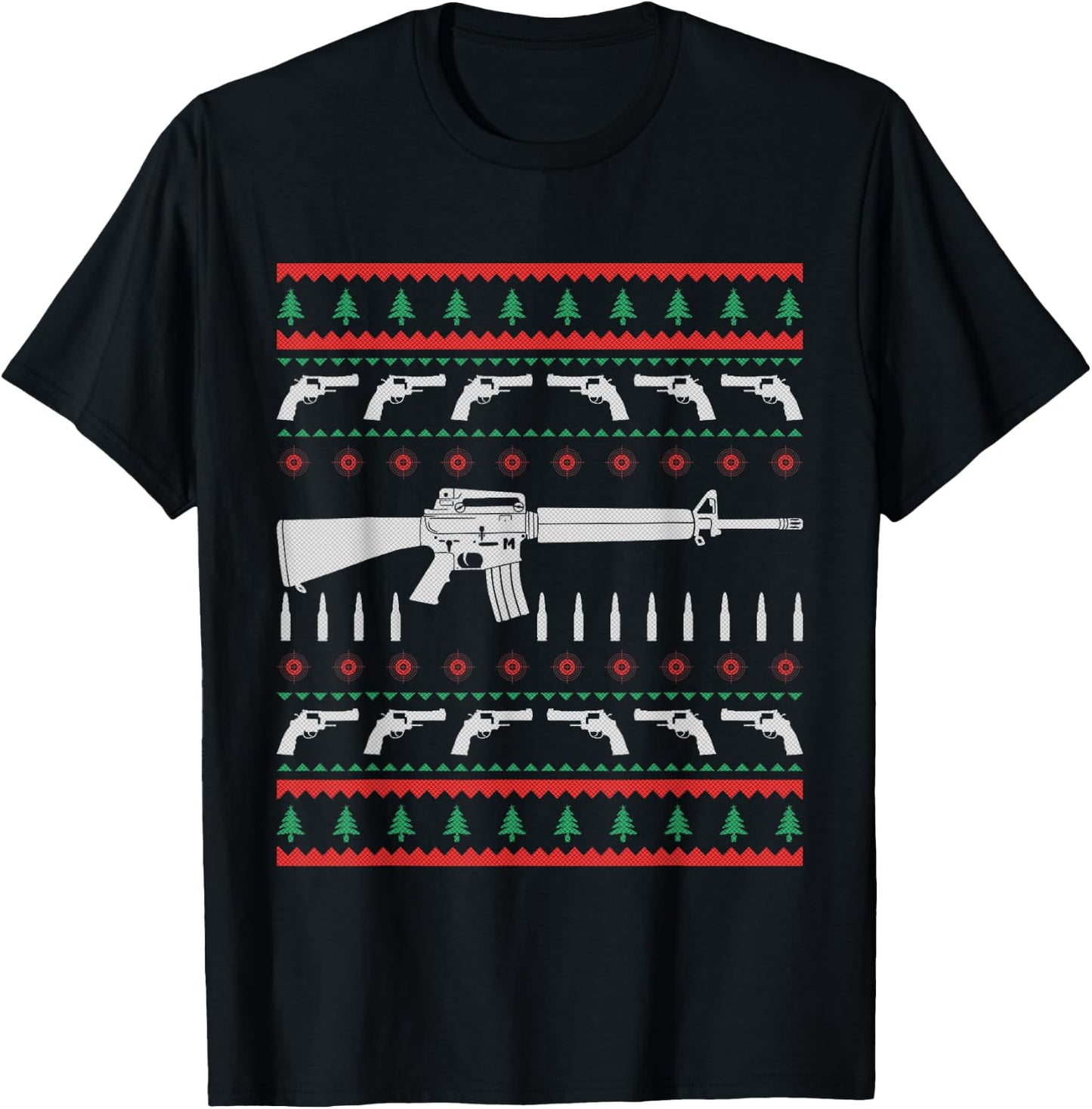 I Want Guns For Christmas Ugly Christmas Sweater T-Shirt - T-Shirt | Black